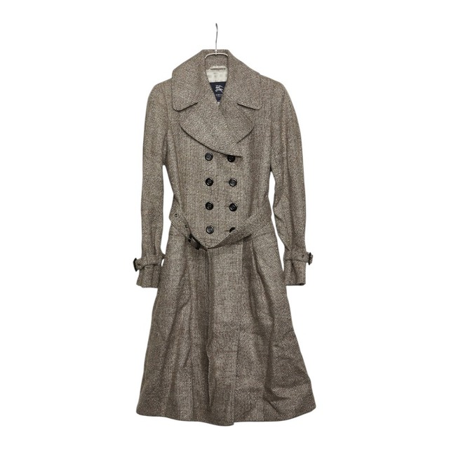 バーバリー ダブルブレスト ツイード トレンチコート サイズ 38 ベージュ アクリル ナイロン 毛 レディース BURBERRY 【中古】