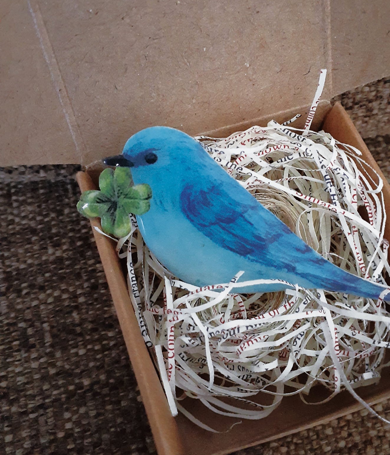 幸せの青い鳥　クローバー　ブローチ　プレゼント　クリスマス