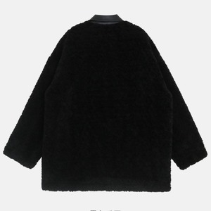 collar leather boa coat　J00239