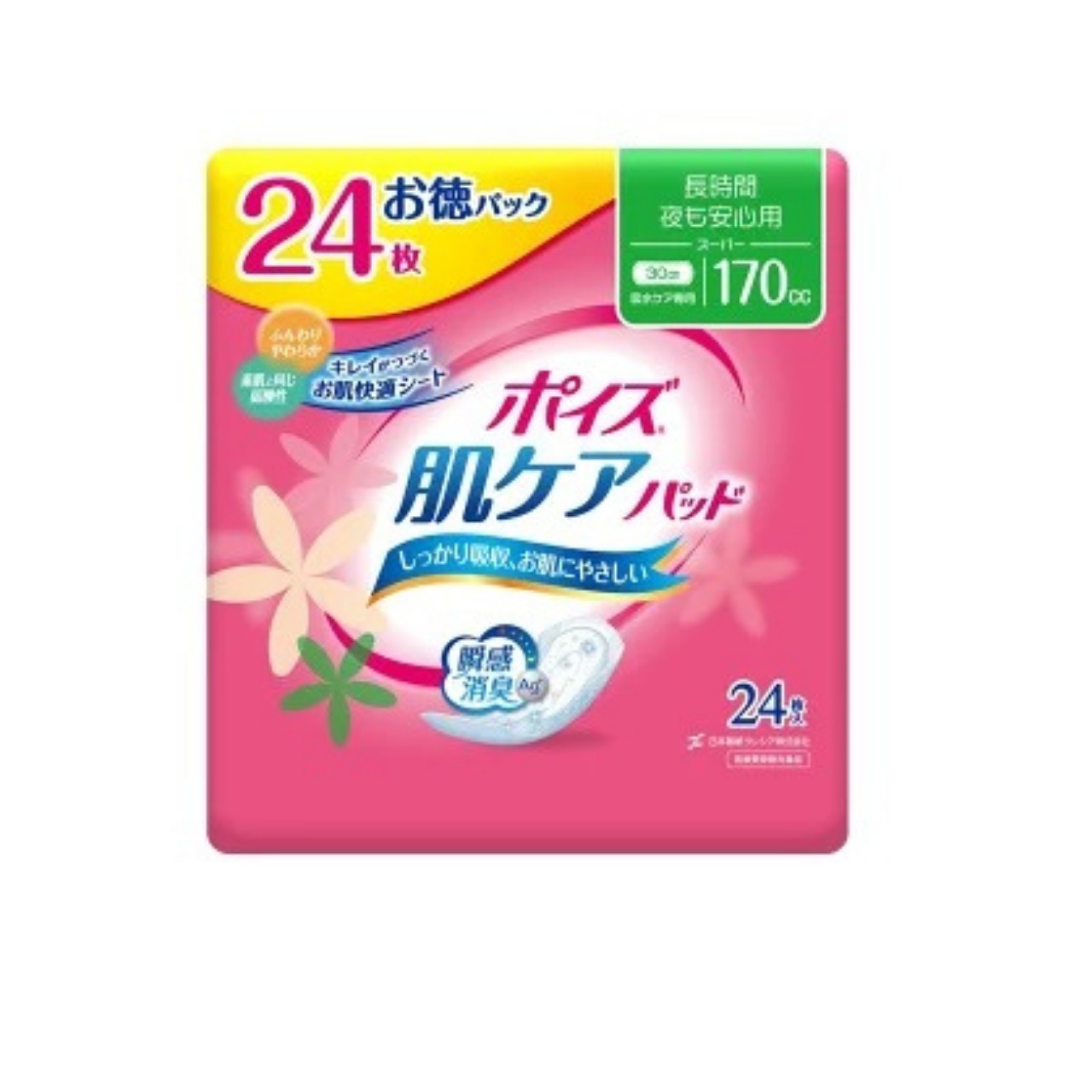 【メーカー箱】日本製紙クレシア ポイズ肌ケアパッドスーパー24枚×9パック(216枚) 【メーカー箱】