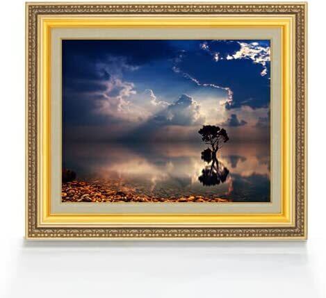 直筆仕上げ油絵【オリジナル】天光の追憶   F6　絵画   アート  インテリア 風景画