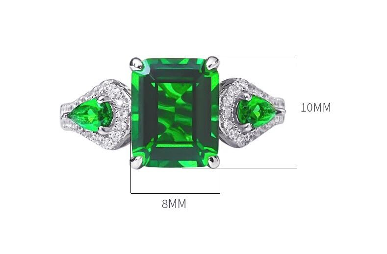 人工グリーントルマリン エメラルドカット 高炭素ダイヤモンド
