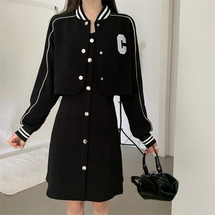 アウター ワンピース ブルゾン シャンパー 膝丈 ひざ丈 膝上 袖あり