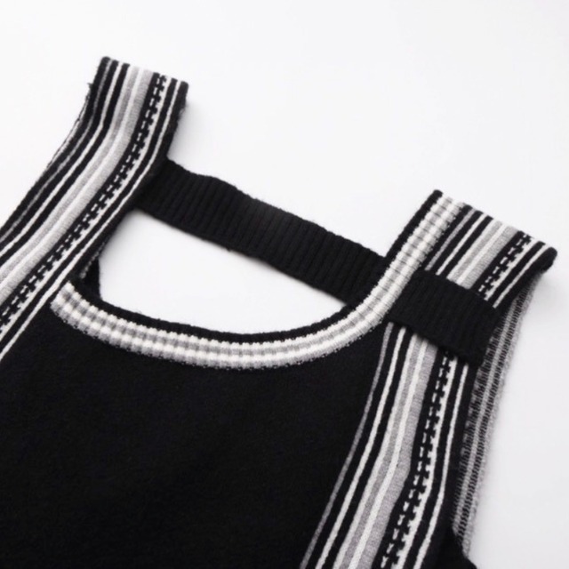 2way stripe knit vest C1606