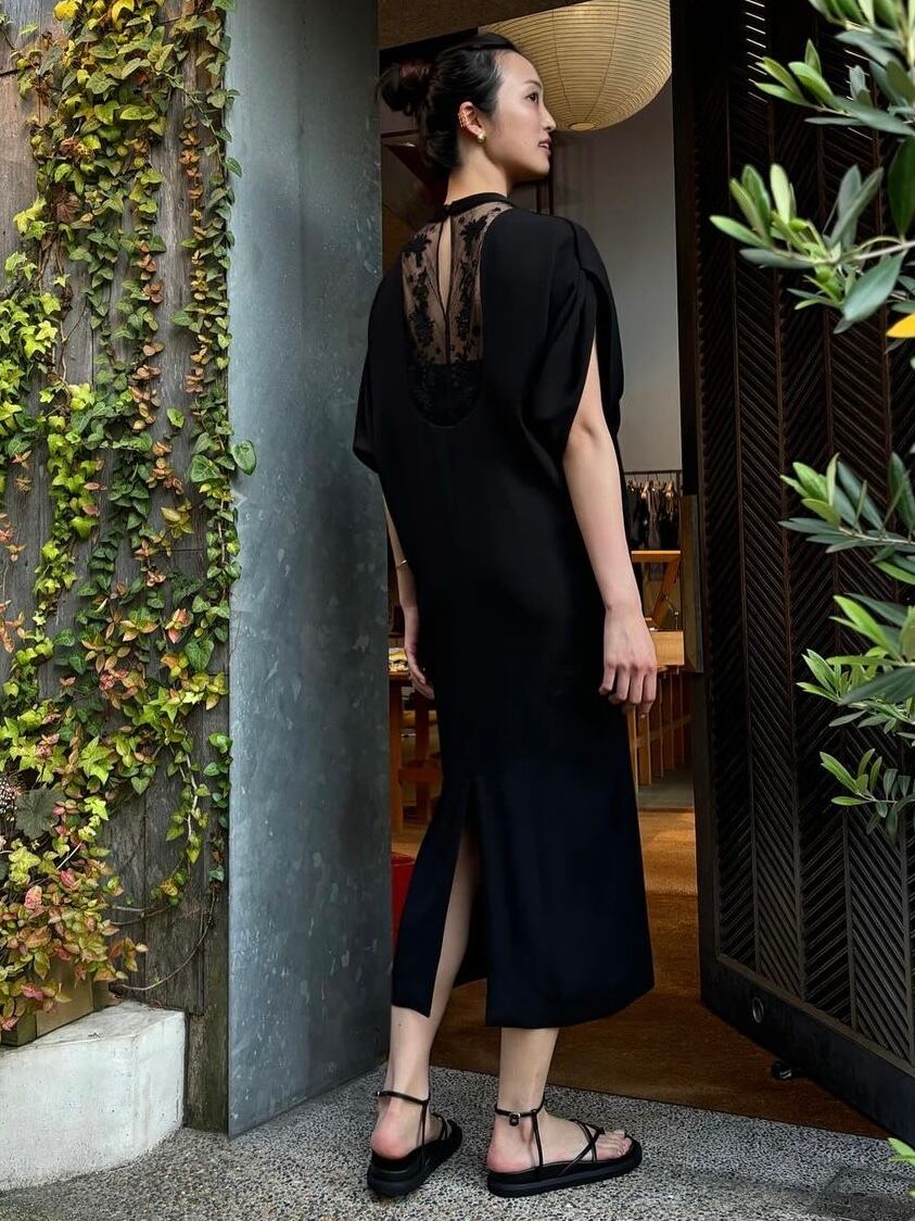 Mame Kurogouchiバックサテンジョーゼットドレスsize1 24ss Mame Kurogouchiバックサテンジョーゼットドレスsize1 24ss