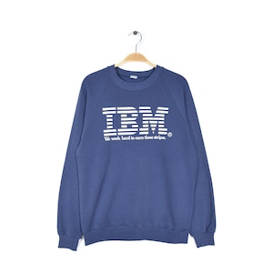 80s IBM ヴィンテージスウェット 企業ロゴ ネイビー 紺 サイズL相当 アメカジ 古着 @CF0718