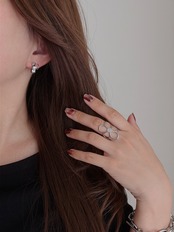 S925 シルバーフラワーフープピアス
