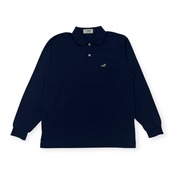 Crocodile クロコダイル 鹿の子 長袖 ポロシャツ M/ネイビー メンズ