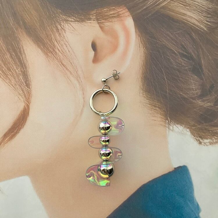 12 おしゃれカラフルオームさん×転写ビーズピアスorイヤリング