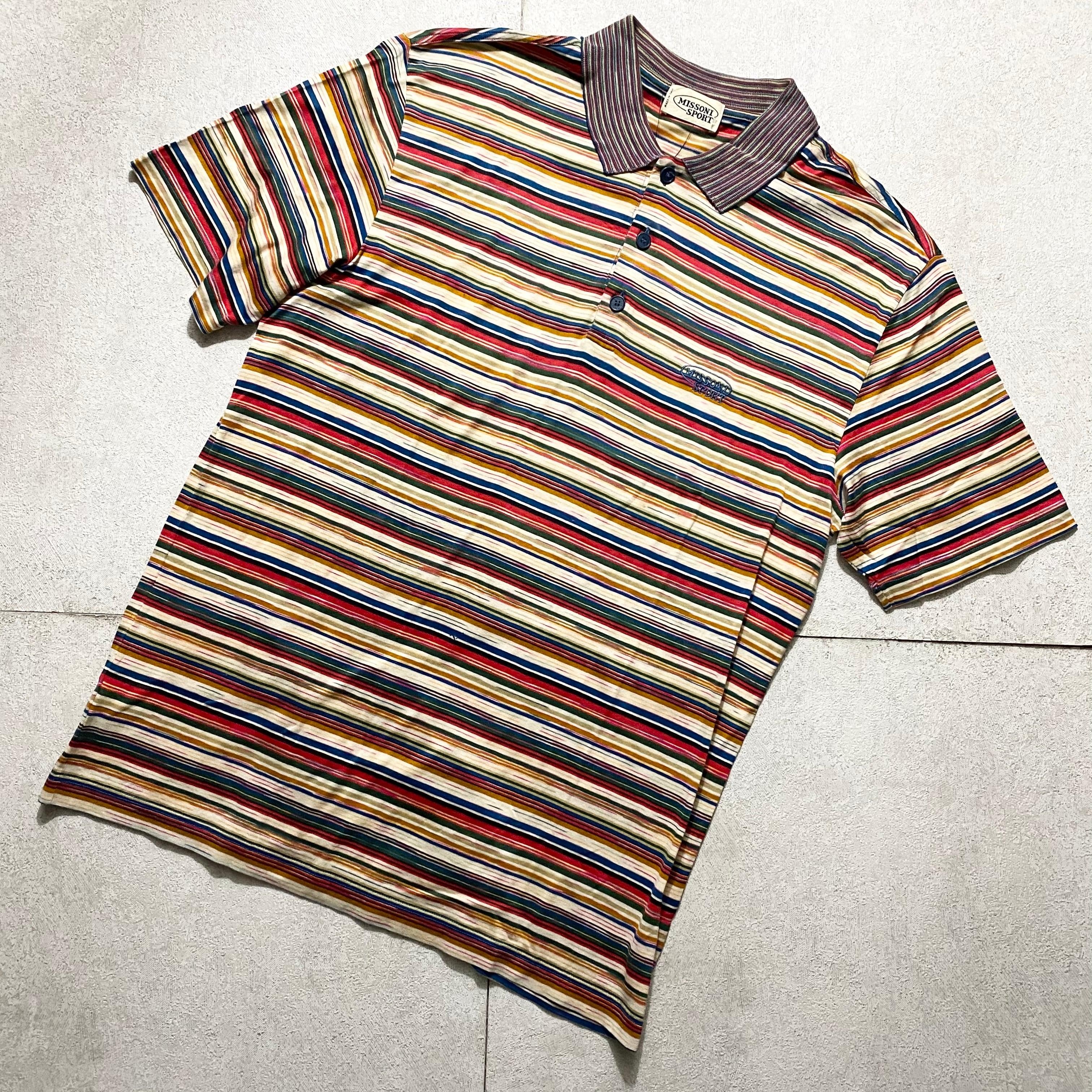vintage MISSONI SPORT border polo shirt | NOIR ONLINE