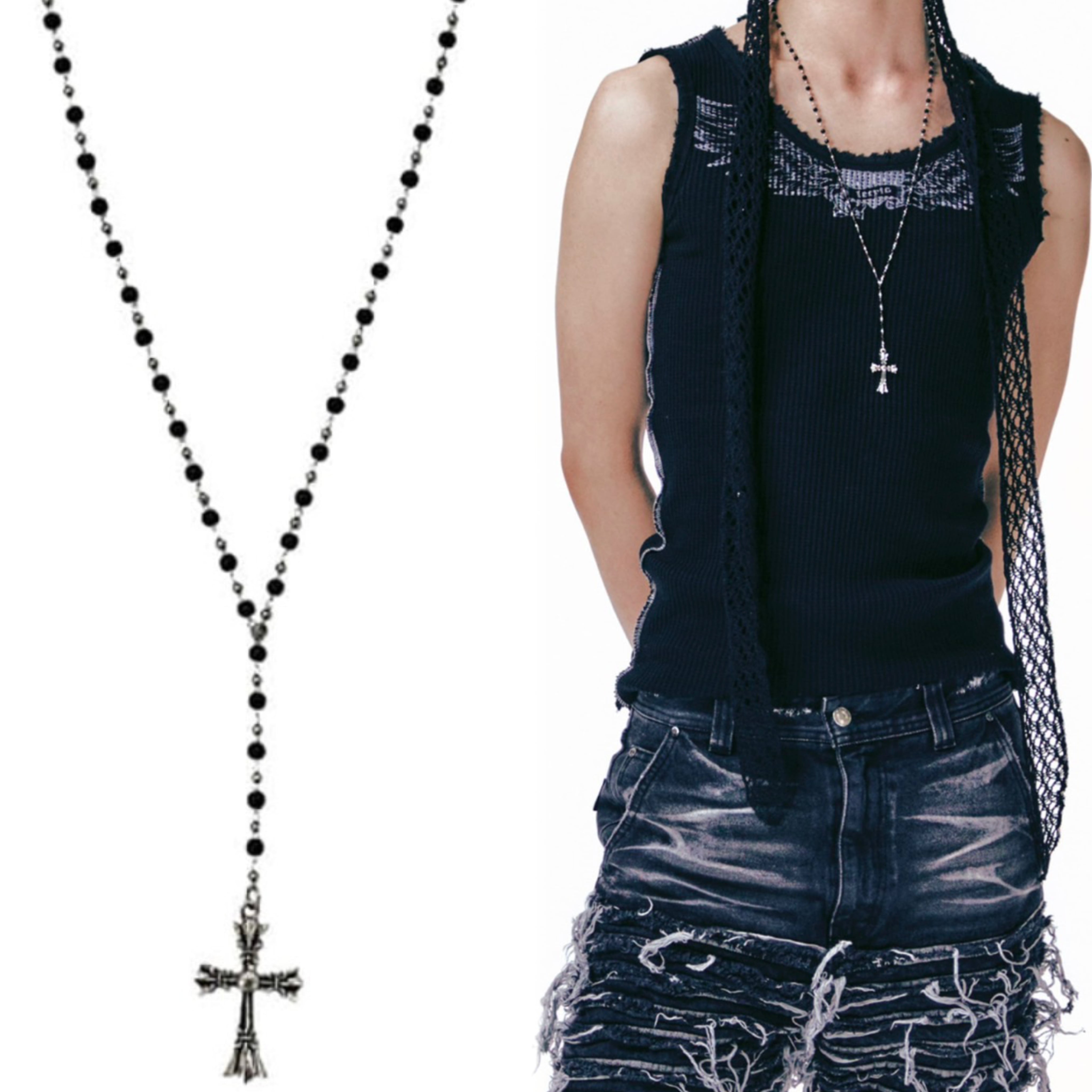 即納】韓国ブランド LECYTO Antique mixxed cross necklace | 韓国