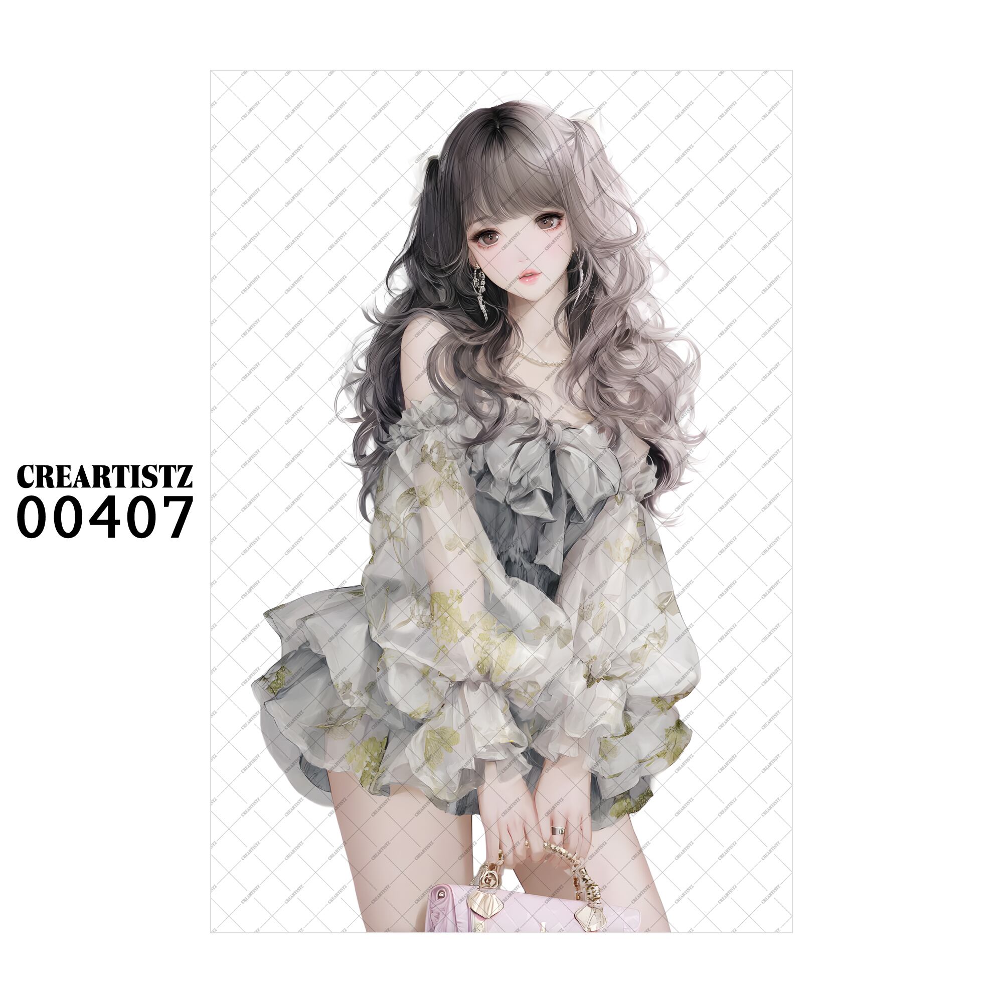 00407 ガール キュート オリジナル ペーパー/ステッカー 4枚セット CREARTISTZ