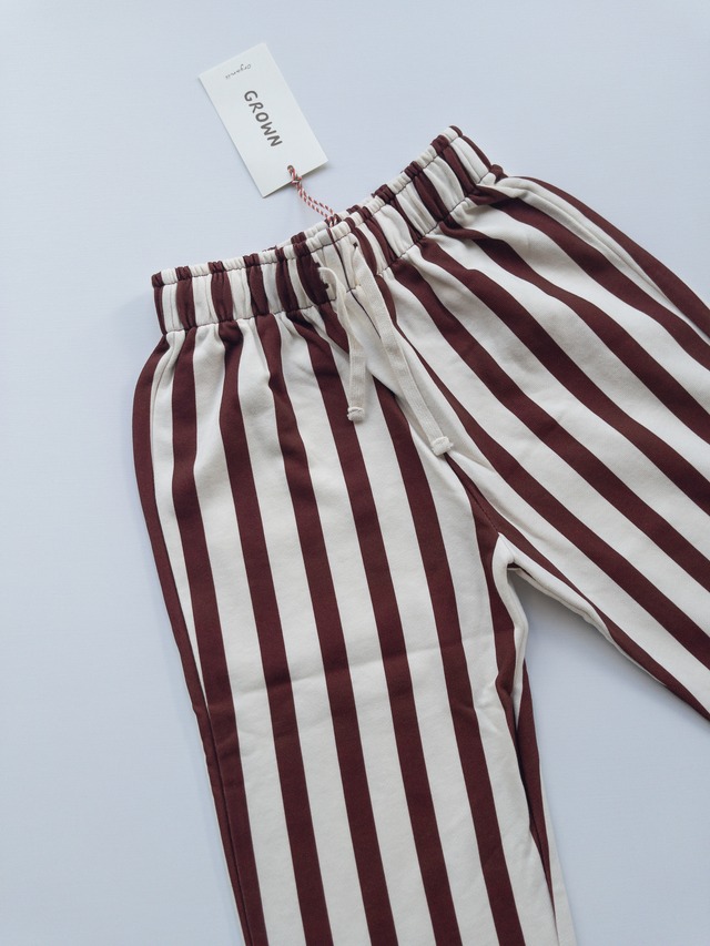 《即納》GROWN/ Organic French Terry Striped Pants - Maroon