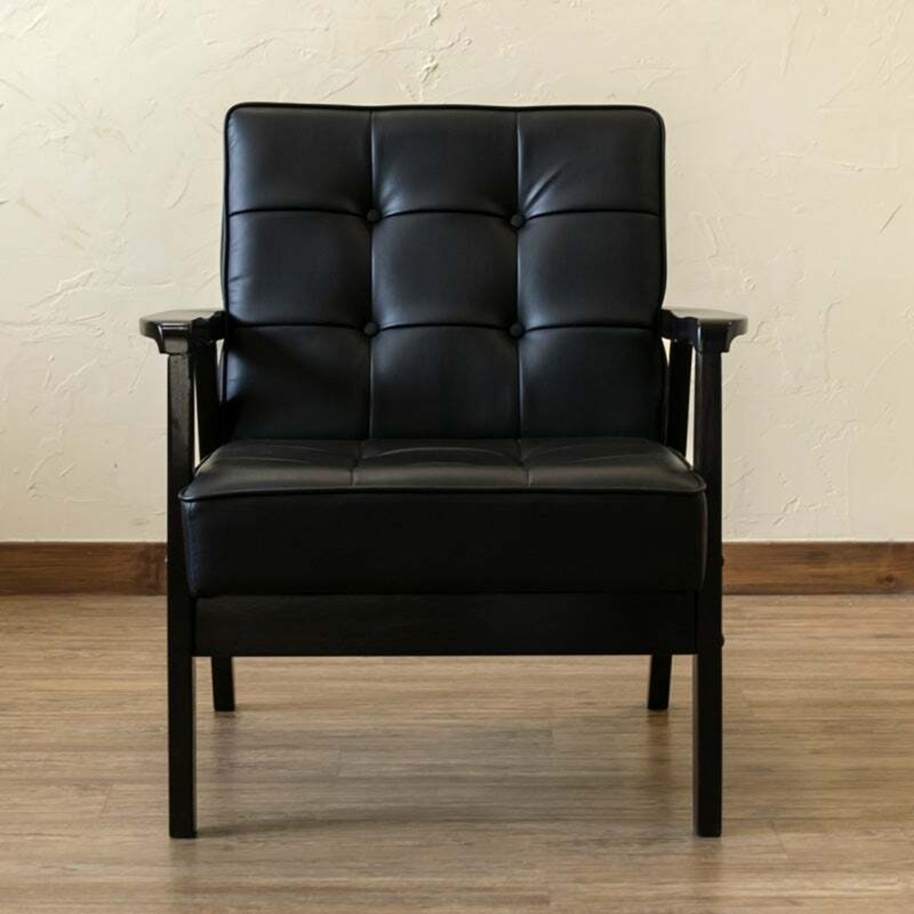レトロソファ PVC 一人掛け BK/WH | interior mkuu