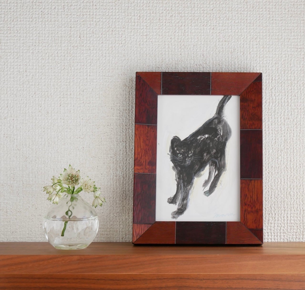 送料無料 「猫の絵no.90」 原画 フレーム付き アクリル画（アート作品