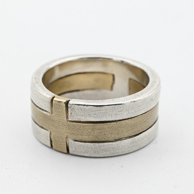 Brass/ Silver Two Tone Smooth Ring  #9.0 / Denmark
