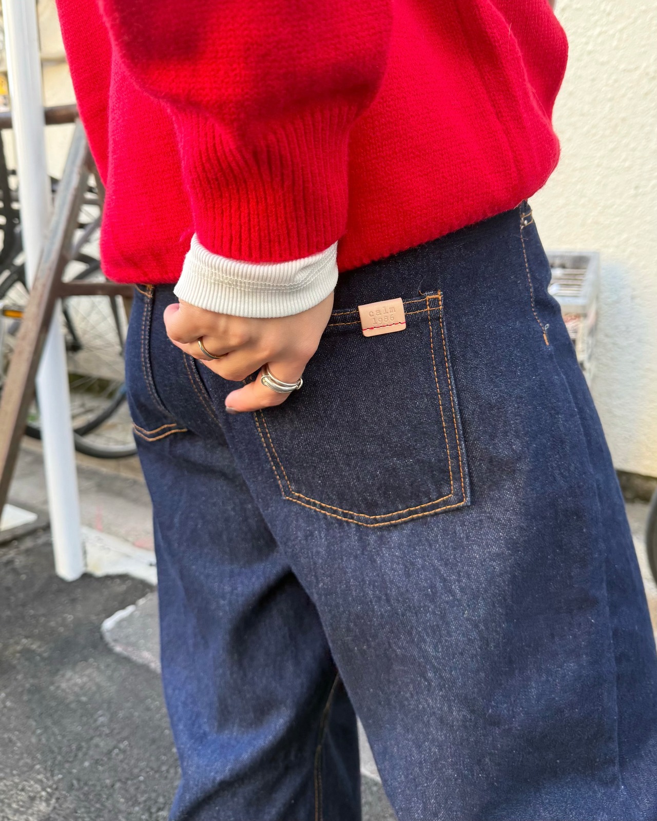 【calm original】easy curve denim pants <indigo>