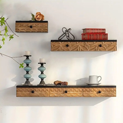 小物収納棚 小物収納ケース 木製 壁掛け収納 １グリット デスク収納 収納ケース レトロ おしゃれ 北欧