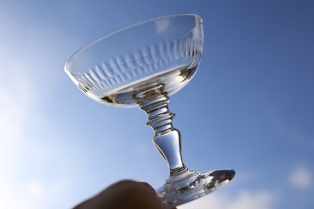 フランス アンティーク ヴィンテージ　吹きガラス シャンパングラス、デザートグラス