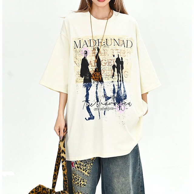 シルエットアートグラフィックレタリングミックストップス 2col   R02017