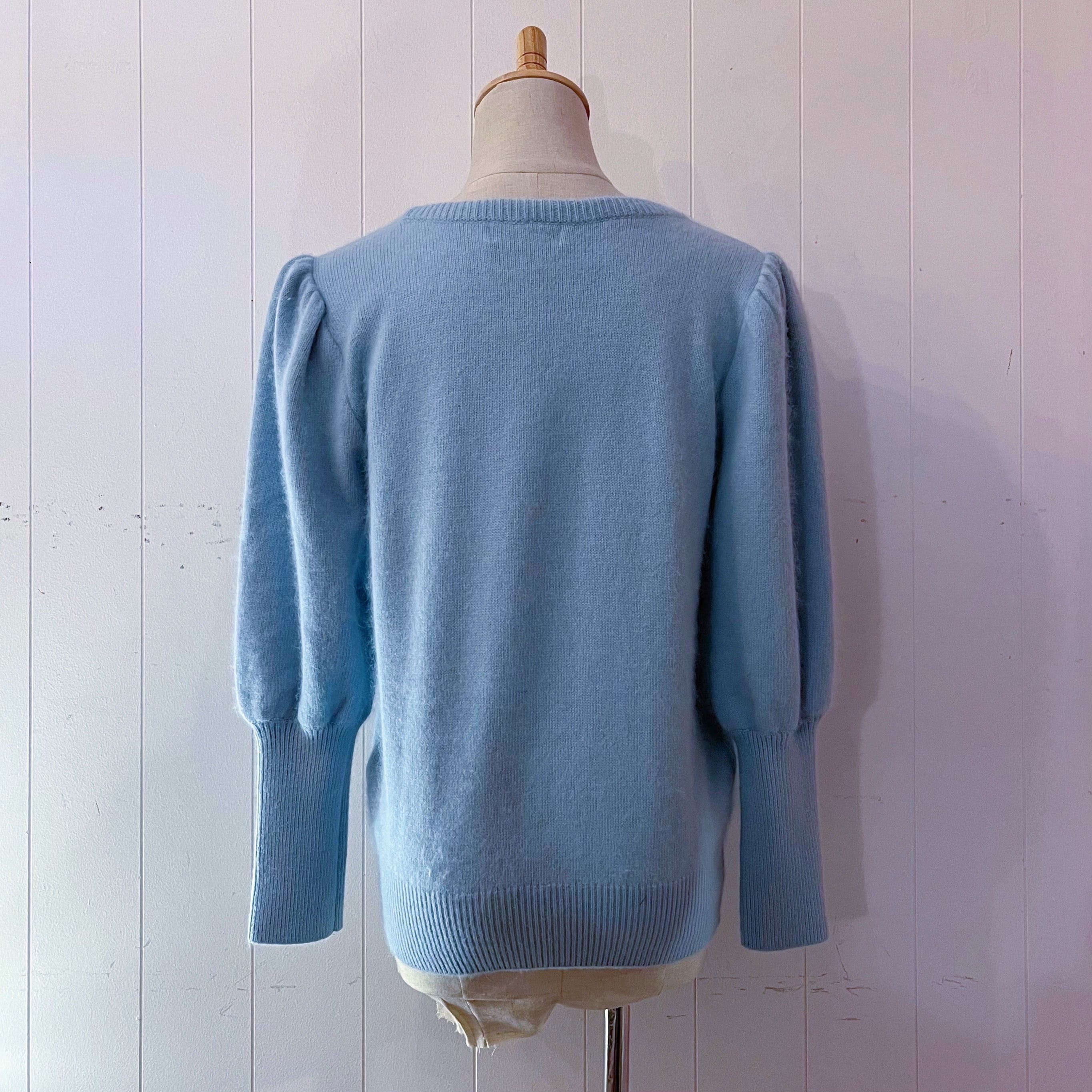 light blue rose knit sweater