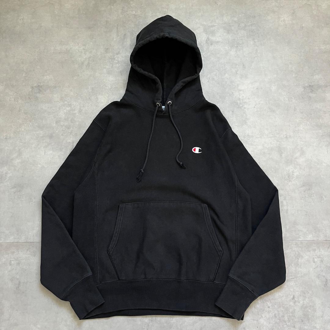 チャンピオン リバースウィーブ パーカー 目あり 古着 XL 黒 17766