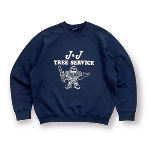 "J&J TREE SERVICE" raglan  sleeve sweat - navy