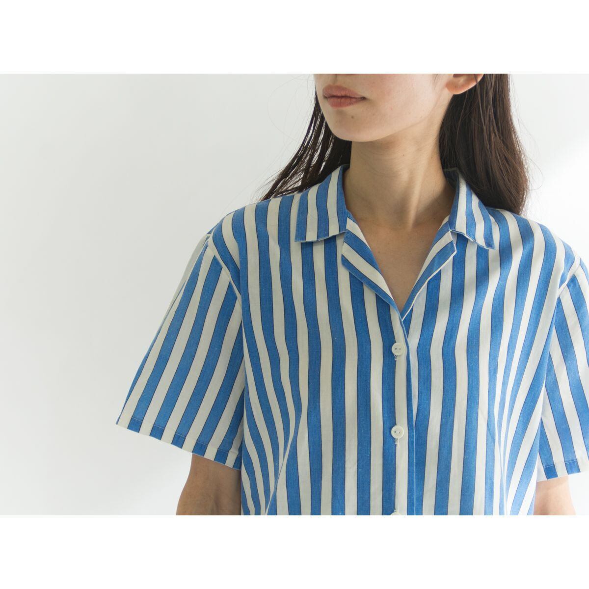【Made in USA】Striped open collar H/S shirt（ストライプ 開襟シャツ 半袖）8e