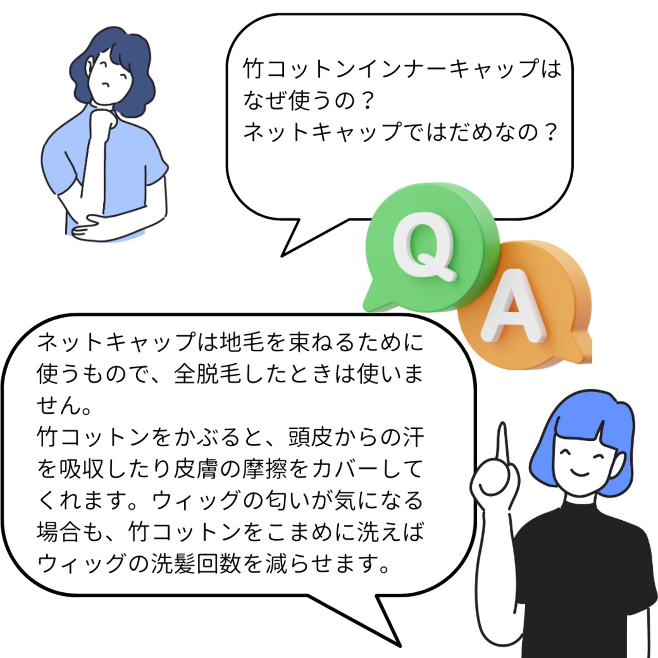竹コットン インナーキャップ｜医療用・ウィッグ用 抗菌防臭 敏感肌・治療中の頭皮に やさしい吸汗インナー