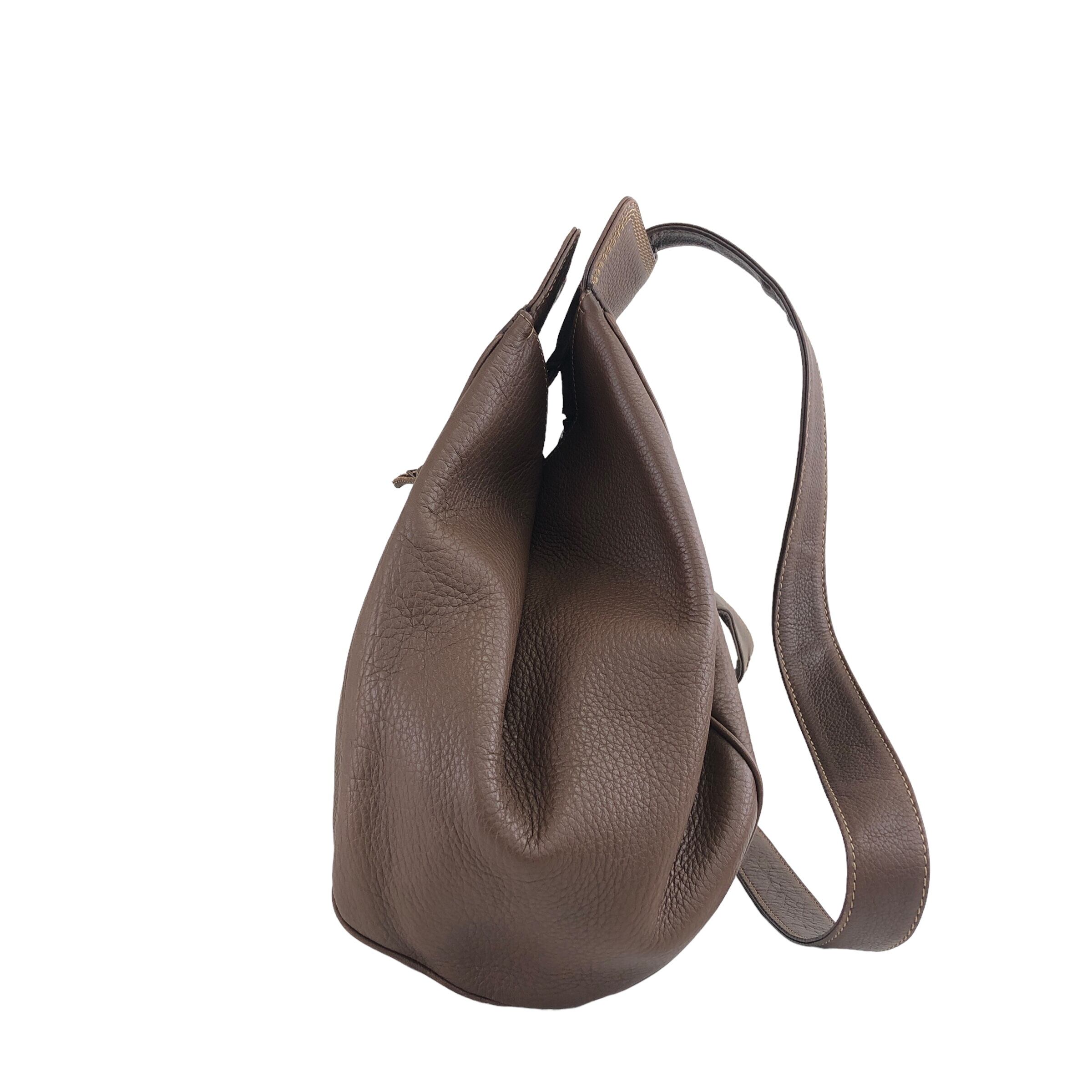 LOEWE ロエベ ショルダーバッグ ブラウン ロゴ アナグラム レザー