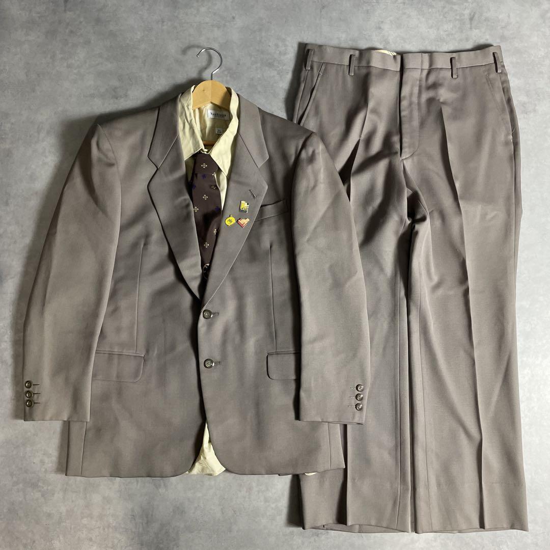 80s-90s スーツ シングル セットアップ成人式vol.207 グレージュ