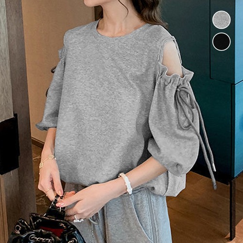 【日本倉庫即納】 肩出しTシャツ クルーネック カットソー