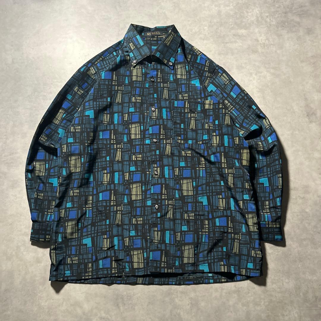 ヴィンテージ 総柄 ヨーロピアン 幾何学 デザイン アートパターン シャツ