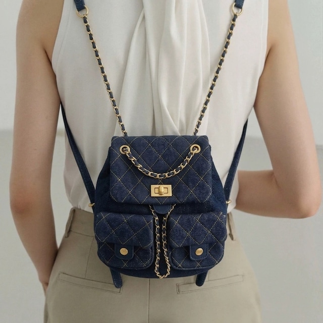 Quilted denim backpack　M3121