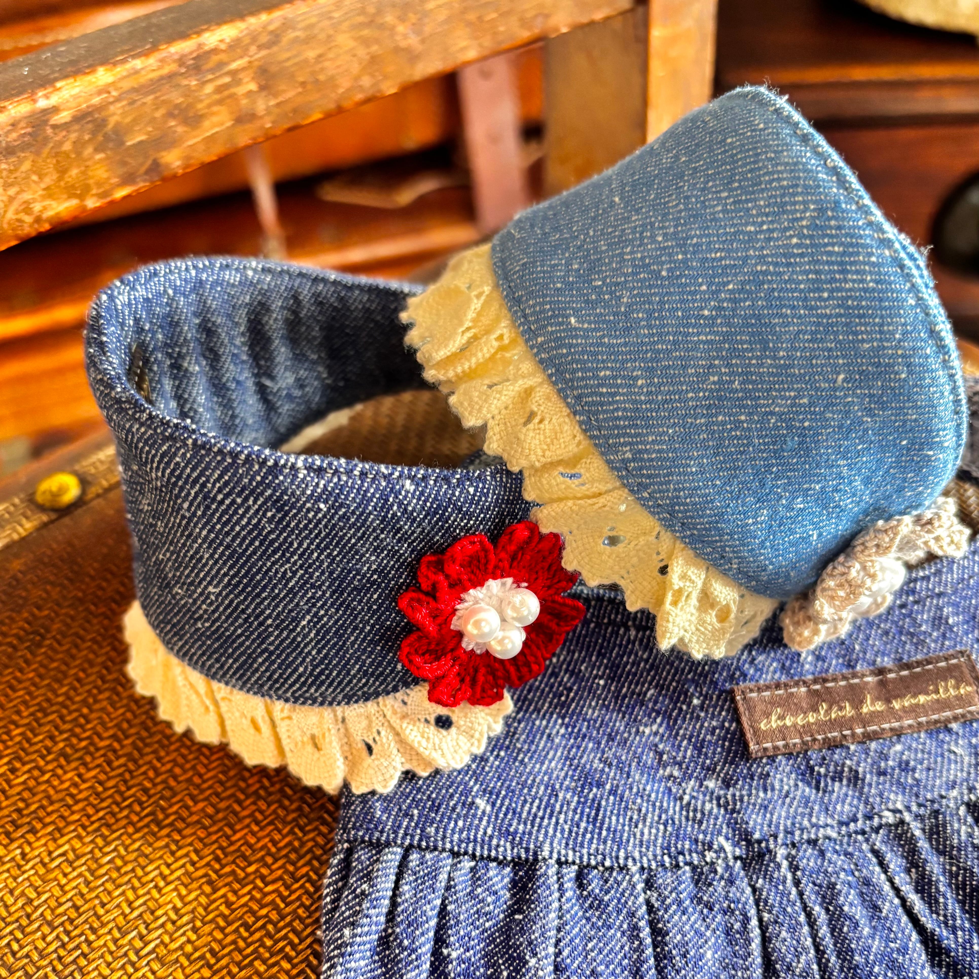 silk denim apron with bonnet アトリエgg | BLESS OKAYAMA