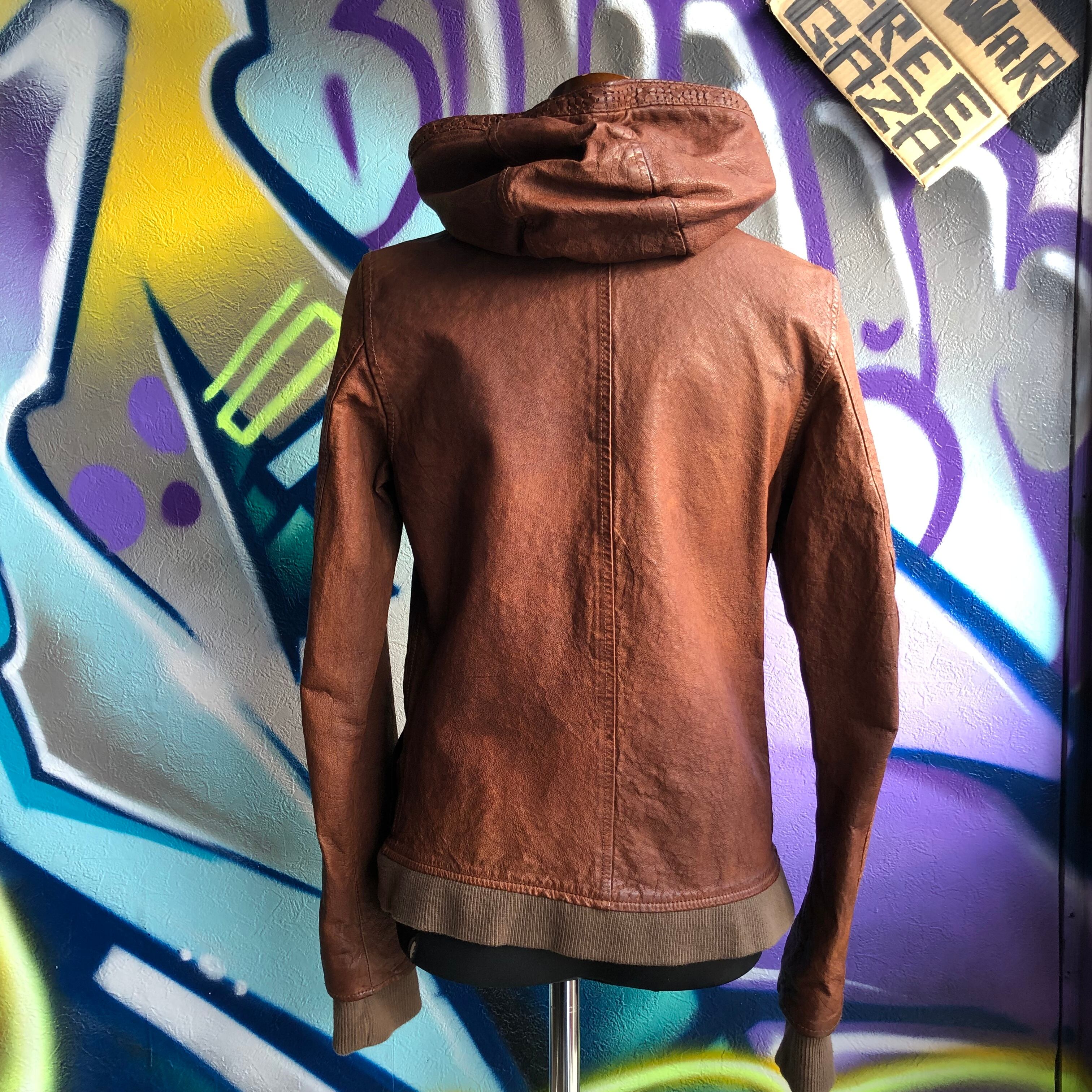 size M brown leather hoodie Garedia | 古着屋border size M brown leather hoodie Garedia | 古着屋border