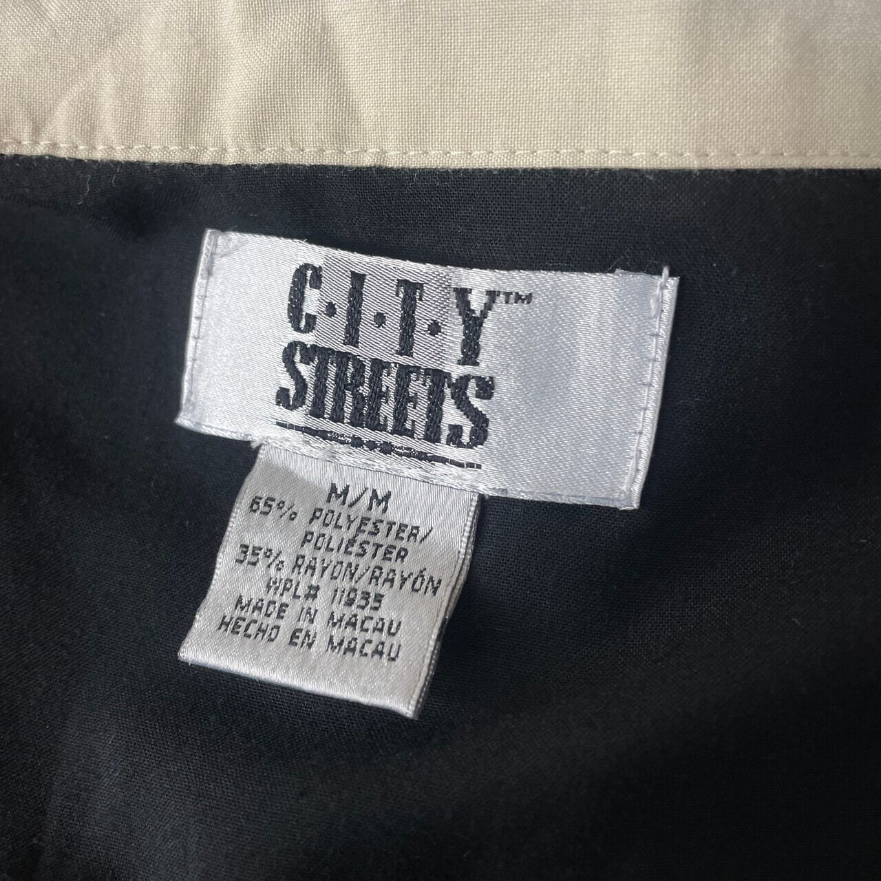 CITY STREETS バック刺繍 2トーン切替 開襟 ボウリングシャツ メンズM