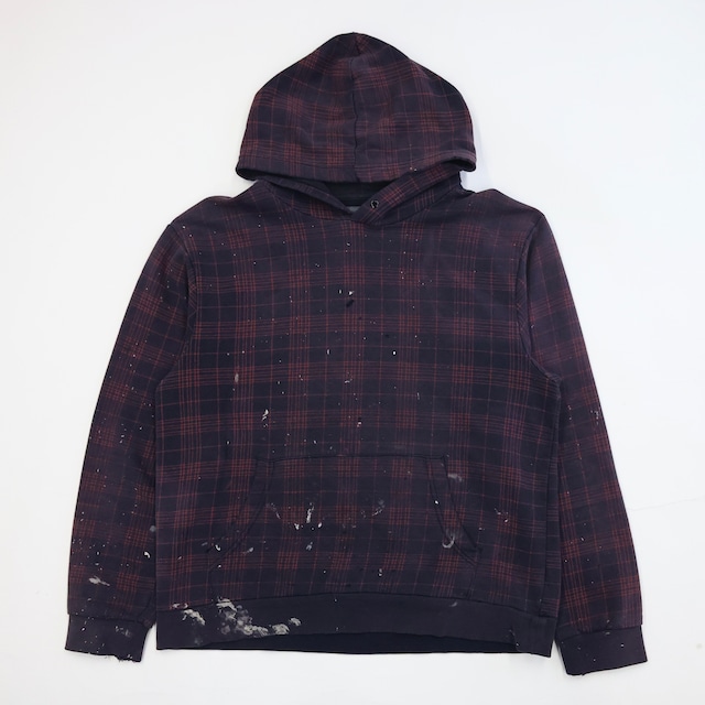 2008 OLD NAVY CHECKED PAINT PULLOVER HOODIE