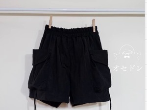 【kkarere】ワッシャーハーフパンツ ブラック S100~110cmのみ