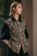 24SS Botanical embroidery half sleeve linen shirt