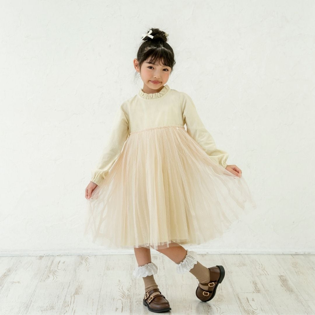 チュールレースドレス Little s.t. by s.t.closet 長袖 チュール