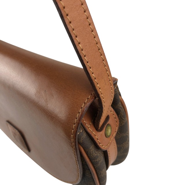 CELINE セリーヌ マカダム ショルダーバッグ ブラウン ブラゾン型押し PVC vintage ヴィンテージ オールド u8j887