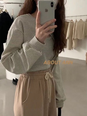 ボーダー カットアウトトップス AJ2085-392