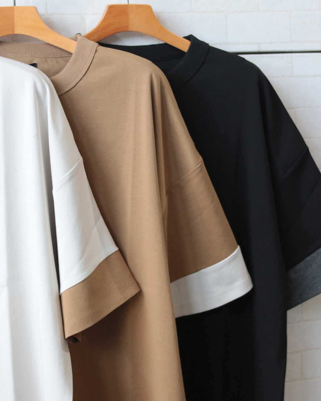 □s'yte バイカラー アシンメトリー切替 カットソー ブラック×ネイビー