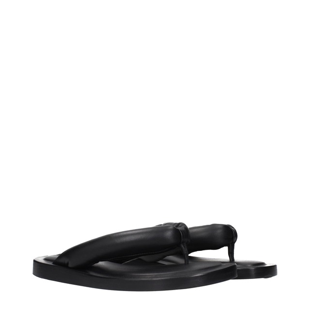 【新品】JIL SANDER ジルサンダー レディース ビーチサンダル レザー ブラック WX0014P5810001
