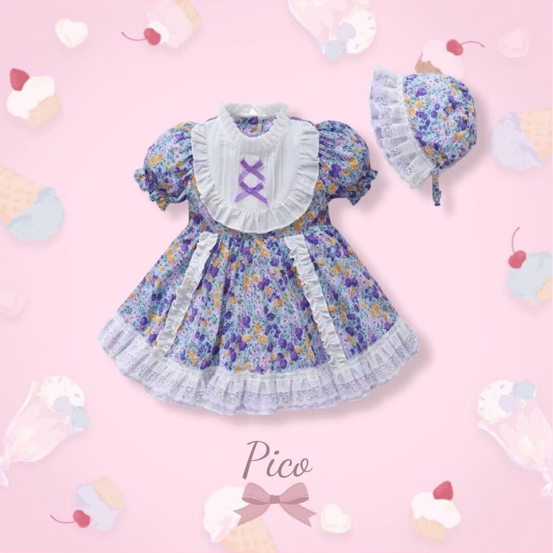 ♬【Pico即納】size90.100 パープルのロリータワンピース(ボンネット