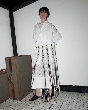 Fringe-knitting Net Dress (White)