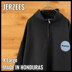 【JERZEES】レストラン 店舗 企業系 ハーフジップ スウェット トレーナー刺繍ロゴ  XL オーバーサイズ US古着