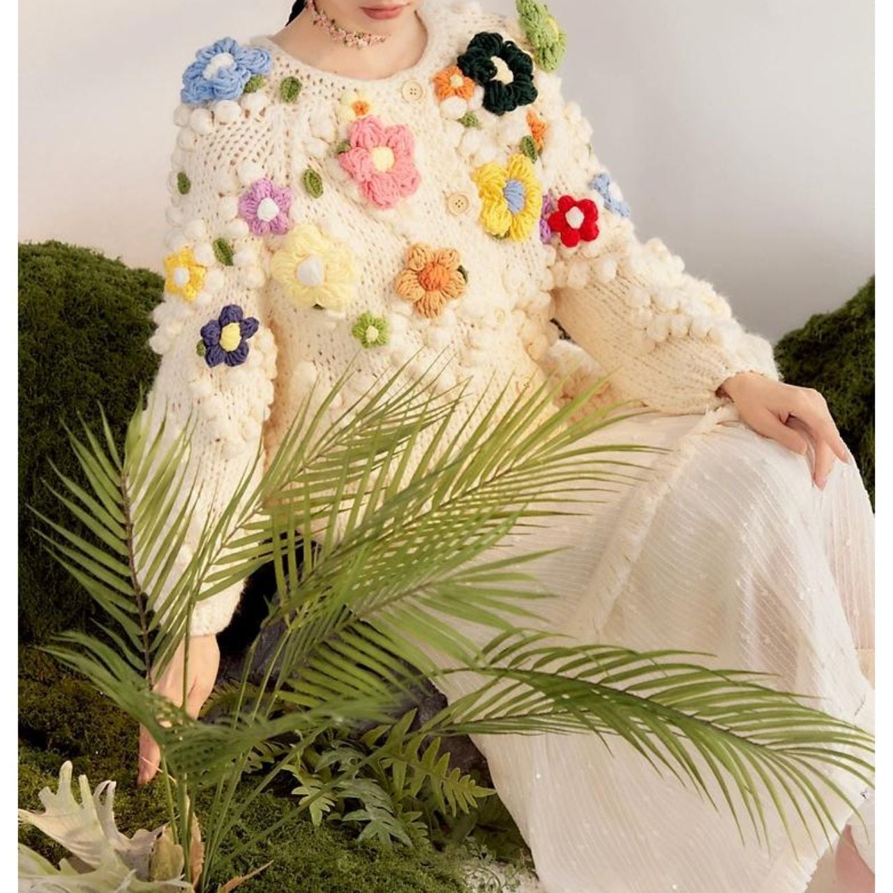 Colorful Floral Design Knitted Sweater | MAYC Colorful Floral Design Knitted Sweater | MAYC