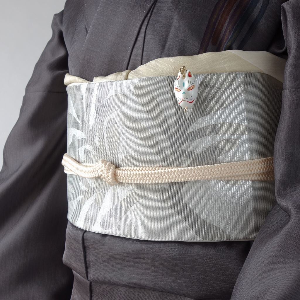 全5色 / 帯飾り 白狐面 根付 木玉タッセル プレート付き | 和遊湘南
